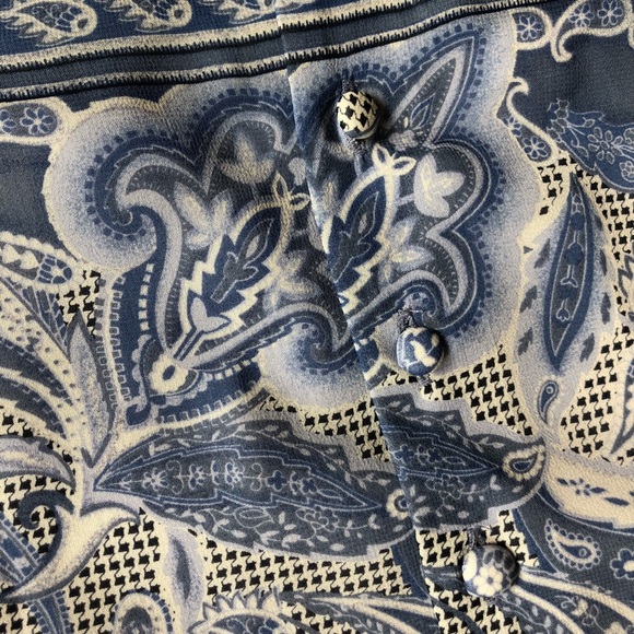 •SILK• cropped button up •HOUNDSTOOTH •PAISLEY top blouse sz 6 - Picture 4 of 10